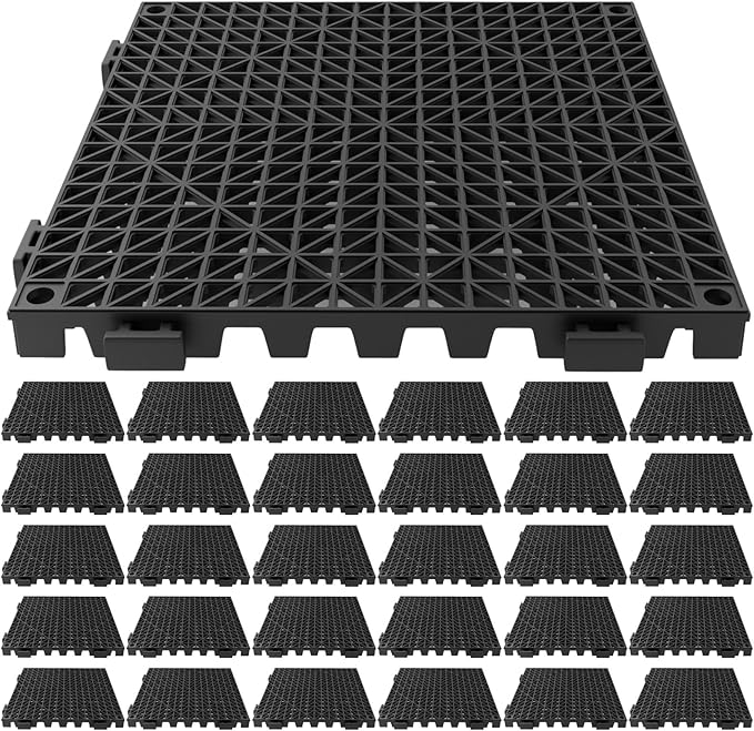 Tioncy 30 Pcs Bar Countertop Supplies Interlocking Mats 12 x 12 Inch Rubber Black Shelf Liners Bar Drying Coffee Non Slip Spills Mats for Bartending Home Cocktail Bars Restaurants by Tioncy