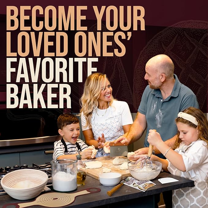 Superbaking Banneton Bread Proofing Basket, Sourdough Bread Baking Supplies, Round 9 Inch Sourdough Starter Kit, Proofing Basket for Baking, Bread Making Supplies Tools, Banneton Basket Gift Set - Image 2