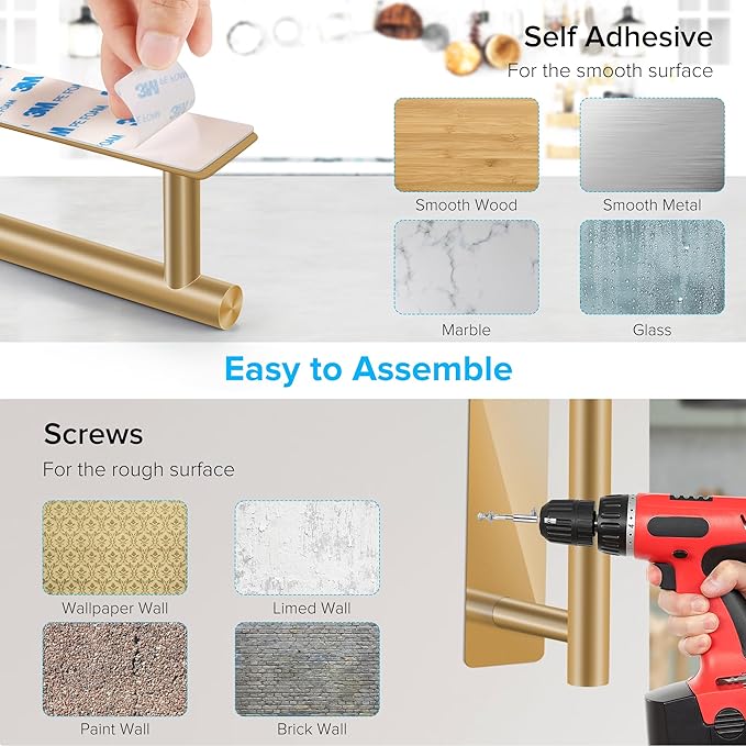 2nd Gen Paper Towel Holder Under Cabinet No Drilling, [More Sturdy] Self Adhesive or Drilling Paper Towel Holder Wall Mount for Kitchen, RV, [Fit Mega Paper Towel Roll] SUS304 Stainless Steel - Image 4