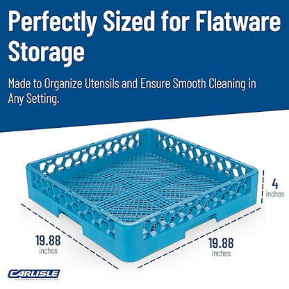Carlisle FoodService Products Opticlean Flatware Rack Dishwashing Tray for Kitchens and Restaurants, Plastic, 18.25 Inches, Blue