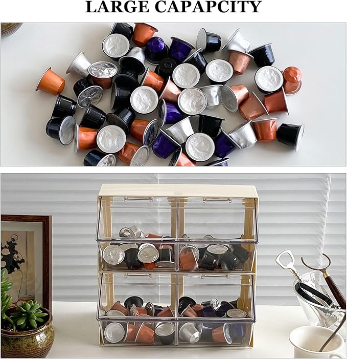 Large Coffee and Tea Organizer with Lid, Plastic Creamer Holder for Coffee Bar, Coffee Accessories Storage Box for K Cups, Coffee Pod, Sugar Bags, Drinking Straw (White) - Image 3