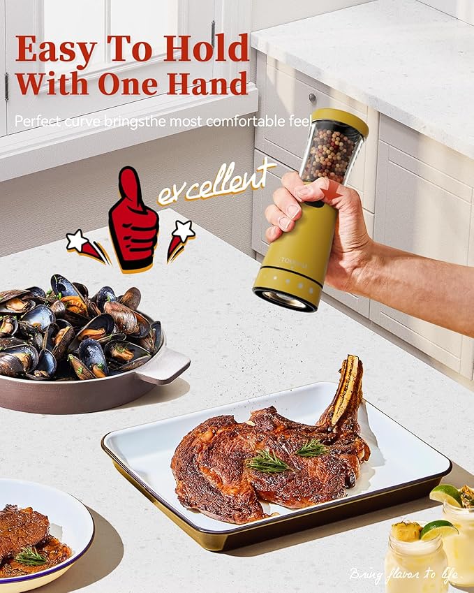 Electric Salt and Pepper Grinder Set with Storage Base, Stainless Steel Rechargeable Salt and Pepper Grinder Set with 4.5 oz Large Capacity, 1.8" Wide Mouth, Adjustable Coarseness, Ideal for Kitchen - Image 3