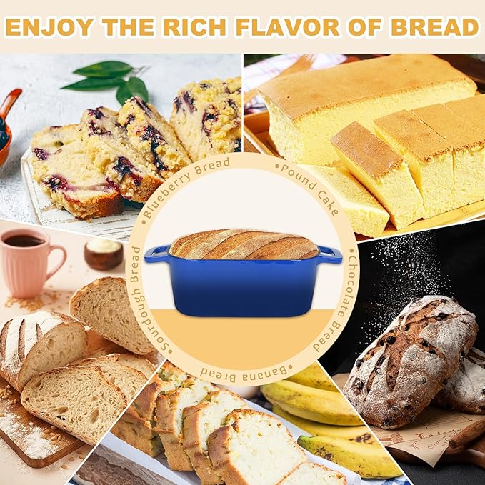 Enameled Dutch Oven for Sourdough Bread Baking, 3.6QT Oval Cast Iron Bread Pan with Lid