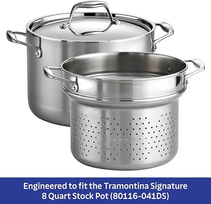 Tramontina Signature Stainless Steel Pasta Strainer Insert for Pot, Basket compatible with 8-Quart Stock Pot - Image 4