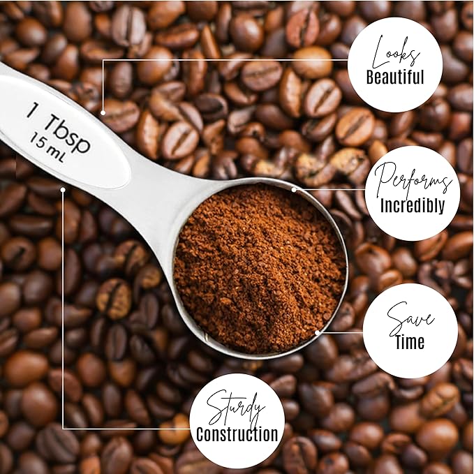 Magnetic Measuring Spoons Set of 9 Stainless Steel Dual-Sided Stackable Measuring Spoon Nesting Teaspoons Measuring Dry and Liquid Ingredients, Fits in Spice Jars Set of 9 (White) - Image 4