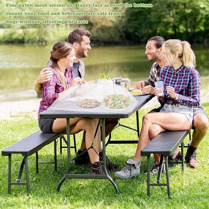 6 Pack Food Covers for Outside Mesh, Food Nets for Outdoors Large Food Covers, Food Tents Screen Outside,Reusable Pop-Up Umbrella Food Nets for Picnics, Parties, BBQs