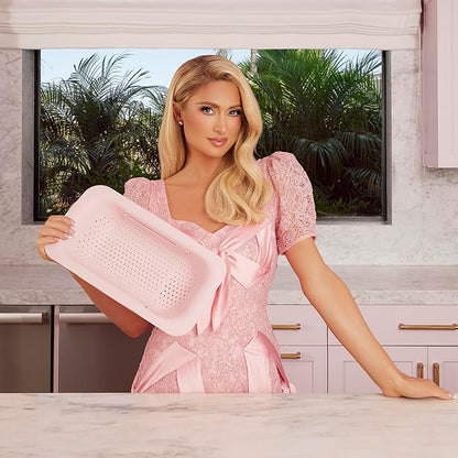 Paris Hilton Over the Sink Expandable Colander, Extendable Strainer, Adjustable from 14.5 inches to 19.5 inches, Fits most kitchen sinks, Made without BPA, Pink - Image 2