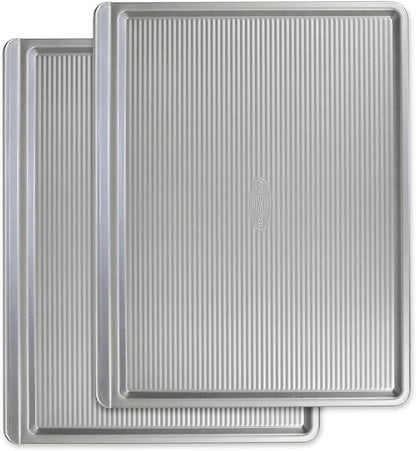 USA Pan Bakeware Cookie Sheet, Warp Resistant Nonstick Baking Pan, Made in the USA from Aluminized Steel, Large Set of 2