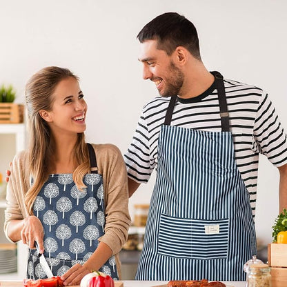 SATINIOR 3 Pieces Waterproof Bib Apron with 2 Pockets Adjustable Cooking Kitchen Apron for Women Men Chef BBQ Baking Cleaning