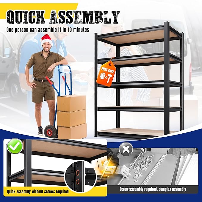 71.2"H-28"W-12"D Garage Shelving-5 Tier Garage Storage Shelves,Adjustable Heavy Duty Metal Shelving Unit and Storage Large Rack,Utility Steel Shelf For Warehouse Industrial Pantry Basement Organizers