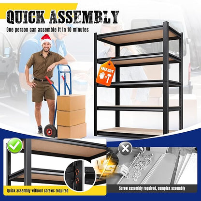 71.2"H-28"W-12"D Garage Shelving-5 Tier Garage Storage Shelves,Adjustable Heavy Duty Metal Shelving Unit and Storage Large Rack,Utility Steel Shelf For Warehouse Industrial Pantry Basement Organizers