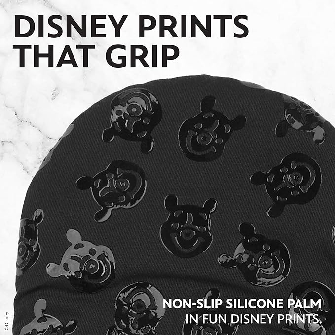 Disney Oven Mitts 2-Pack - 5.5” x 7.5” Heat-Resistant Mini Oven Mitts with Non-Slip Printed Silicone Disney Silhouettes - Pot Holders for Kitchen - Mickey & Minnie, Stitch, Winnie the Pooh