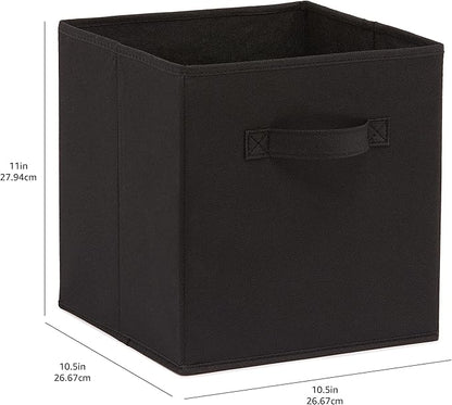 Amazon Basics Collapsible Fabric Storage Bins Organizer with Handles, Sturdy, Foldable, 10.5" x 10.5" x 11", Black, 6-Pack - Image 5