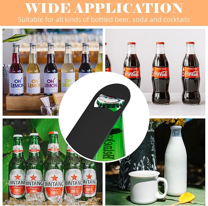 24 Pack Flat Beer Bottle Opener 5 inch Heavy Duty Stainless Steel Flat Bottle Opener Metal Beer Bottle Openers Black Beer Openers for Bartender Kitchen Bar or Restaurant (Black, 5 inch) - Image 7