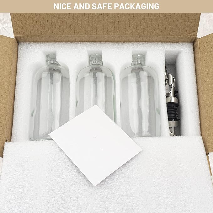 3PCS Oil Dispensers with Labels 16.23oz Kitchen Cooking Glass Bottles Containers with 304 Stainless Steel Automatic Pump Heads Anti-Corrosion & Rustproof - Image 7