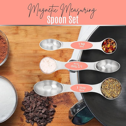 Magnetic Measuring Spoons Set of 9 Stainless Steel Dual-Sided Stackable Measuring Spoon Nesting Teaspoons Measuring Dry and Liquid Ingredients, Fits in Spice Jars Set of 9 (Peach) - Image 8