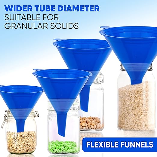 Funnel 4-Pack Funnels for Kitchen Use Filling Bottles - Food-Grade Plastic, Funnels for Automotive Use, Mess-Free Filling, funnels for Filling Bottles, Sizes (122, 101, 76 & 50mm) - Image 4