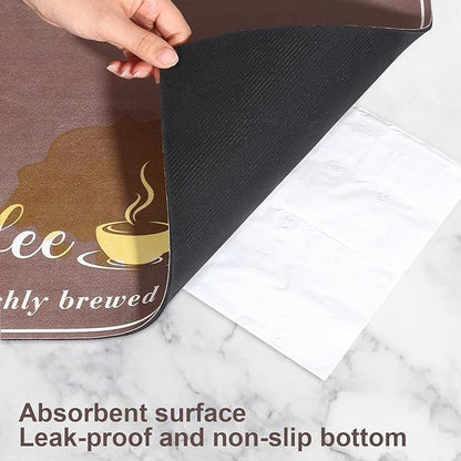 CooRug Absorbent Coffee Mat, Fashion Dish Drying Mat for Kitchen Counter Coffee Bar Accessories Espresso Machine Dish Rack 17" x 32" Brown - Image 8