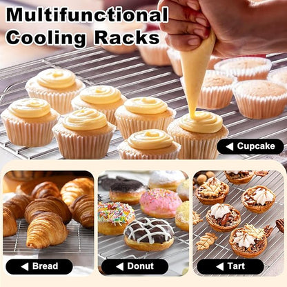 TeamFar Baking Sheet with Rack Set (3 Pans + 3 Racks), 19.6/16/12.5 Inch Stainless Steel Cookie Sheets Baking Pans Trays and Cooling Racks for Cooking Roasting, Non-Toxic & Heavy Duty, Dishwasher Safe