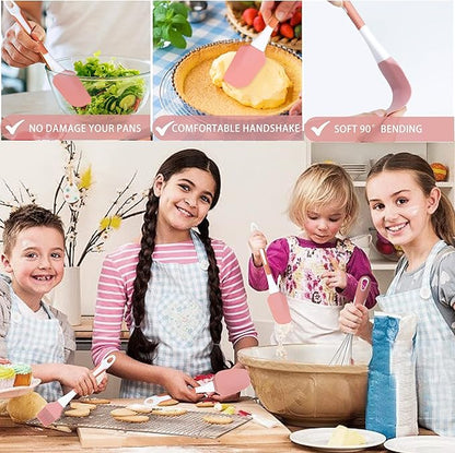 Silicone Spatula Set, 5 Pcs Heat Resistant, Soft & Strong, Nonstick Cookware, Dishwasher Safe (Pink) - Image 6