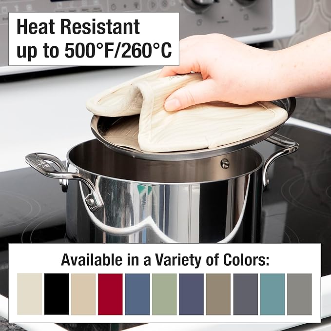 All-Clad Premium Pot Holder & Hot Pad: Heat Resistant to 500 Degrees - 100% Cotton, 10"x6.25" Hot Pad for Kitchen and Barbeque, (2-Pack), Almond - Image 6