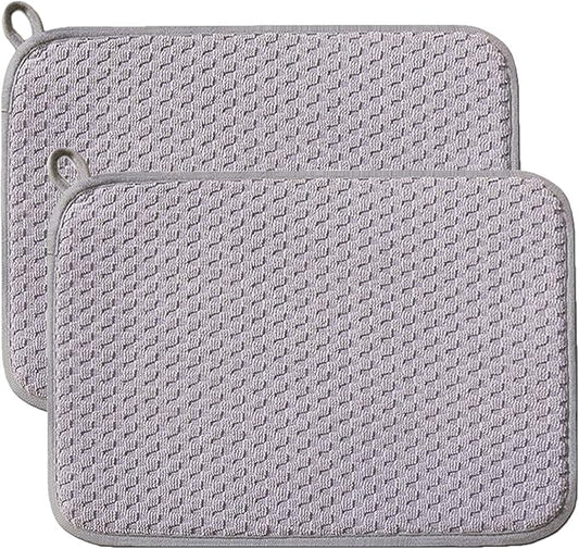 Dish Drying Mats for Kitchen Counter 2 Pack, Dish Drying Pads Absorbent, Washable Microfiber Dishes Drainer Mats (Grey) by QualityGoodsWorldwideLLC
