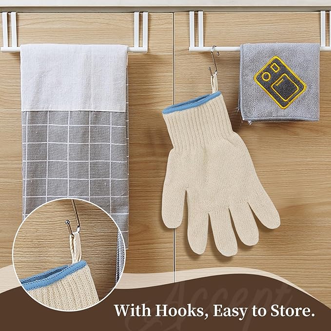 Hovico Heat Resistant Oven Gloves, Ove Glove BBQ Gloves Heat Resistant Cooking Oven Mitts with Fingers Grilling Glove, Full Hand Protection, Grill Gloves for Outdoor Hot Food Handling (Set of 2) - Image 3