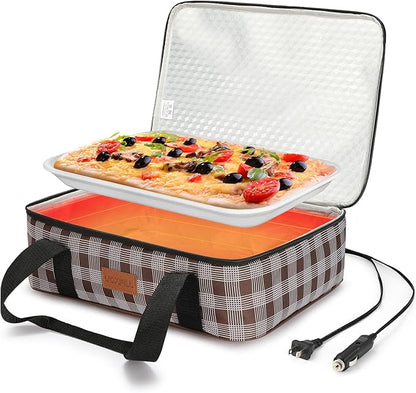 Food Warmer Electric Casserole Carrier - Lunch Bag for Adults for Car Truck, 12V/24V/110V, Thermos for hot Food for Potluck Cookouts Parties Picnic,Lasagna Lugger,Fits 9"x13" Baking Pan