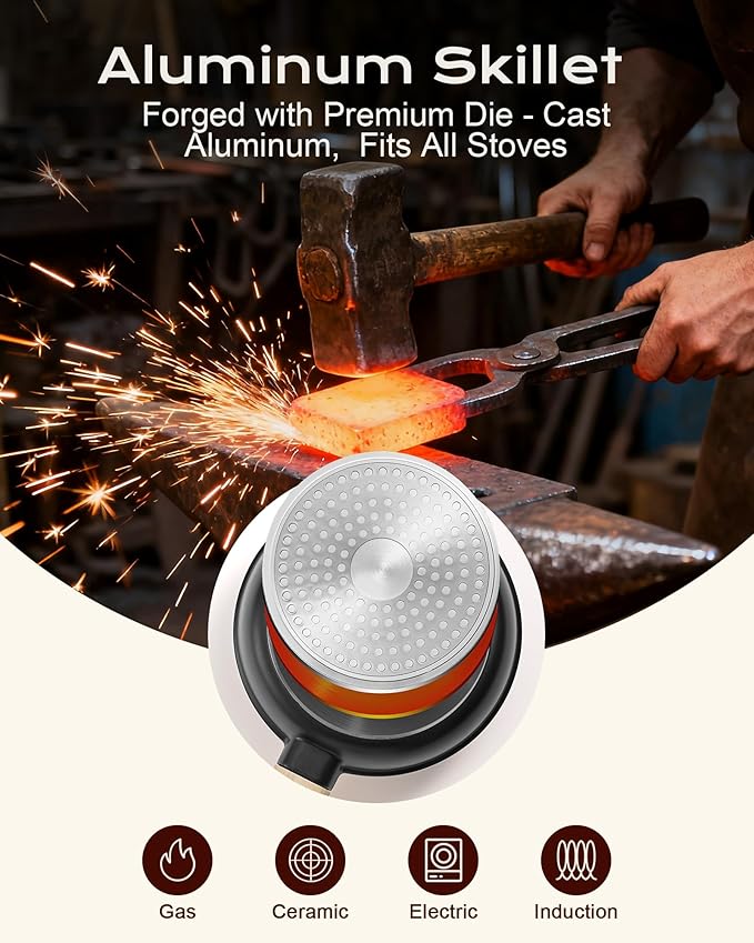 Non Stick Frying Pan, 8-inch Omelette Pan with Heat Dot Temperature Indicator, Healthy Non Toxic Egg Skillet with Heat-Resistant Handle, PFOA-Free, Dishwasher Safe, Compatible with All Cooktops - Image 6