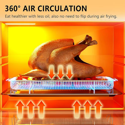 Air Fryer Basket for Oven, OPENICE 15.3" x 11.0" Large Air Fryer Tray and Pan with 30PCS Parchment Papers, Stainless Steel Oven Air Fryer Basket and Tray for Baking Grilling