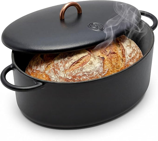 Great Jones Dutchess Cast Iron Dutch Oven Pot With Lid (Pepper) - Large 6.75 Quart Size, Dual Handles - All Stovetop Safe - 500° Dutch Oven For Bread Baking | Dishwasher Friendly