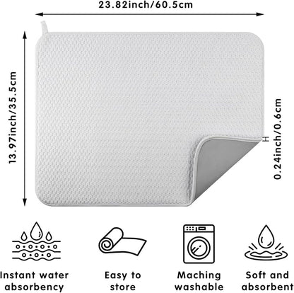2-pack 24"x17" XL size microfiber dish drying mats for kitchen counter, kitchen sink. Super water-absorbing for multi-use house essentials bath mats, bath rugs, coffe mat, coffe station mat. (grey) - Image 3