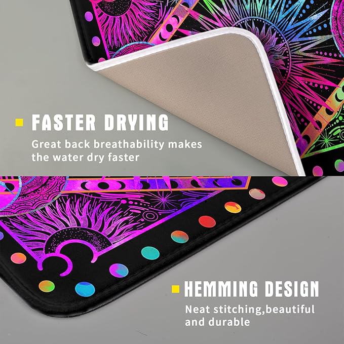 Purple Absorbent Dish Drying Mat Sun and Moon Microfiber Drying Pad for Kitchen Counter Decor Small - Image 3
