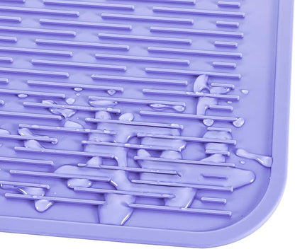 MicoYang Silicone Dish Drying Mat for Multiple Usage,Easy clean,Eco-friendly,Heat-resistant Silicone Mat for Kitchen Counter or Sink,Refrigerator or Drawer Liner Light Purple 3XL 28 inches x 18 inches - Image 9