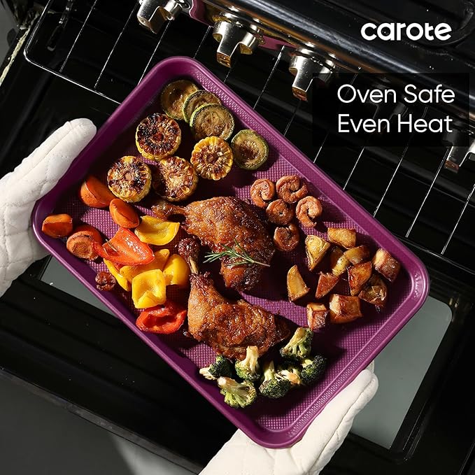CAROTE 3-Piece Baking Pan Set - Bakeware Set, Baking Sheet Set Including 13 Inch 15 Inch 17 Inch Sheet Pan, Cookie Sheet for Baking, Royal Violet - Image 6