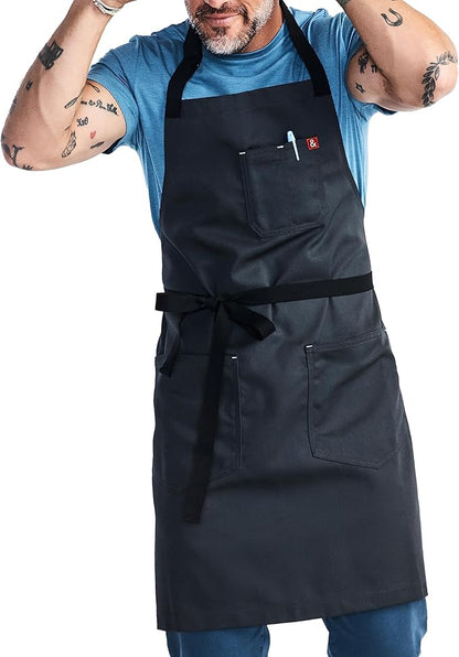 hedley & bennett Essential Apron - Professional Chef Apron with Pockets & Adjustable Bib Strap for Cooking & Grilling