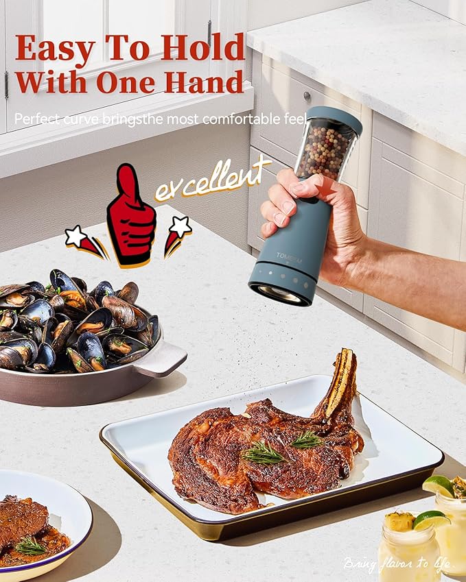 Electric Salt and Pepper Grinder Set with Storage Base, Stainless Steel Rechargeable Salt and Pepper Grinder Set with 4.5 oz Large Capacity, 1.8" Wide Mouth, Adjustable Coarseness, Ideal for Kitchen - Image 3