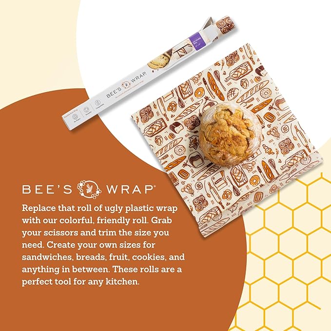 Bee's Wrap Beeswax Wraps for Food - Cut to Size 14x52" Beeswax Wrap Roll - Plastic Free Made in USA Reusable Natural Food Wrap - Bakery Lane - Image 7