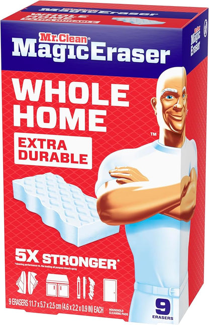 Mr. Clean Magic Eraser Sponge, All Purpose Cleaner, Cleaning Scrubber, Wall, Sneaker, Kitchen, Bathroom, Shower Cleaner, Cleaning Supplies, Melamine Sponge, Cleaning Pads, Extra Durable, 9ct - Image 12