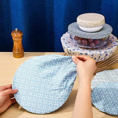 10 Pack Cloth Bowl Covers for Bread Rising - 5 Size Stretch Elastic Food Storage Container Lids - Reusable Cotton Fabric Covers for Food, Fruits, Leftovers (Pastel)