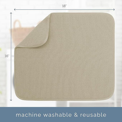 S&T INC. Dish Drying Mat, 16” x 18”, Absorbent Microfiber Kitchen Counter Mat, Dish Drying Pad for Dishes, Utensils, Pots and Pans, Large, Pure Cashmere - Image 6