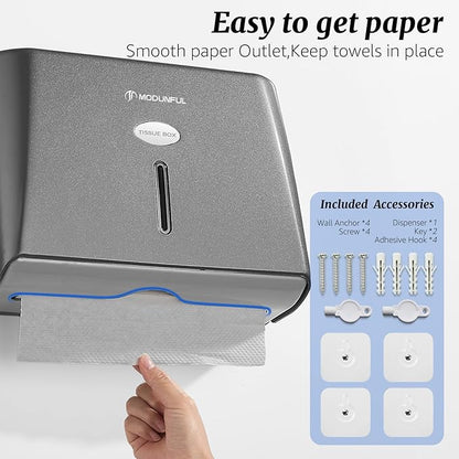 Paper Towel Dispenser Wall Mount - Adhesive Hand Towel Dispenser for Bathroom, Multi-fold/Trifold/Z Fold, 210 Sheets Large Capacity for Compact Home, Apartment & RV - Image 6