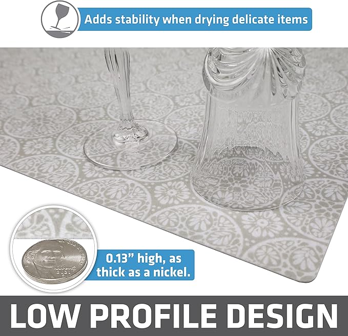Drymate Jumbo XL Dish Drying Mat (19”x24”), Low-Profile, Super Absorbent, Quick Dry Fabric, Waterproof & Slip-Resistant, for Kitchen Counter, Trimmable, Easy to Clean (USA Made)(Tan) - Image 4