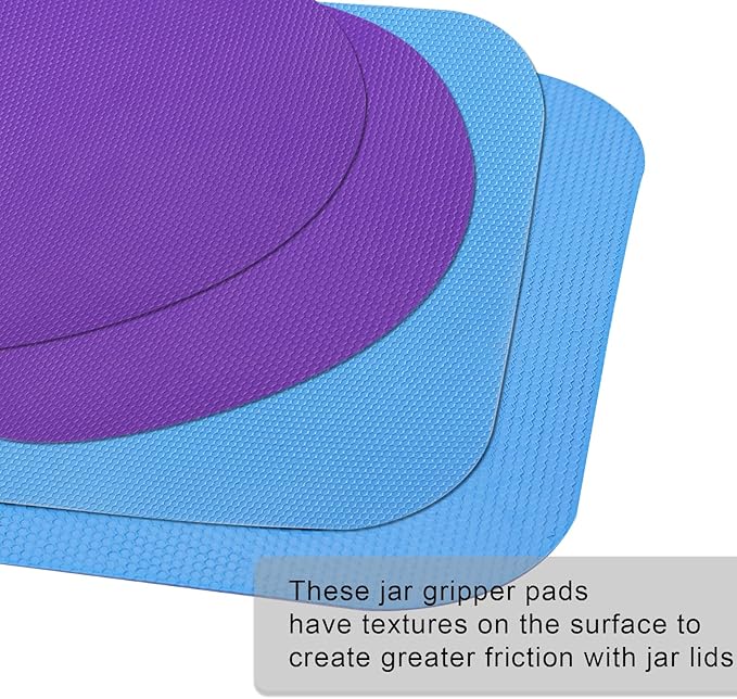 LUTER 4pcs Jar Opener, Rubber, Multi-function Silicone Bottle Opener for Seniors with Weak Hands Lid Cap Gripper Pads Kitchen Coasters Gadgets(Blue, Purple) - Image 4