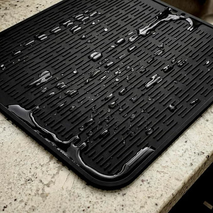 MicoYang Silicone Dish Drying Mat for Multiple Usage,Easy clean,Eco-friendly,Heat-resistant Silicone Mat for Kitchen Counter or Sink,Refrigerator or Drawer Liner Black XL 18 inches x 16 inches - Image 9
