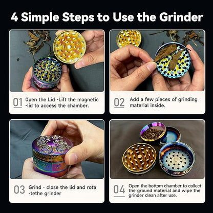 FIRE HIVE 2.5-inch Black Pepper Grinder, Salt Grinder，Suitable for Household Appliances in the Kitchen (Purple Glitter)
