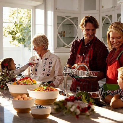HASENSE Nesting Ceramic Mixing Bowls Set of 4, 2.1/1.5/1.0/0.5 Qt White & Terracotta Stoneware Bowls, Farmhouse Bowls for Cooking, Prepping, Salad & Soup, Dishwasher & Microwave Safe, Serving Dishes - Image 2