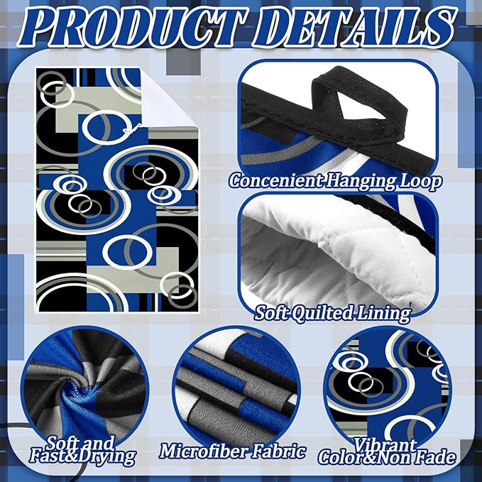 Jingmore 6 Pcs Kitchen Decor Set Accessorie Farmhouse Kitchen Towels Pot Holders Oven Mitts Set 2 Dish Towels 2 Pot Holders 2 Cooking Mittens Oven Glove for Cooking(Blue and Black,Geometric) - Image 6