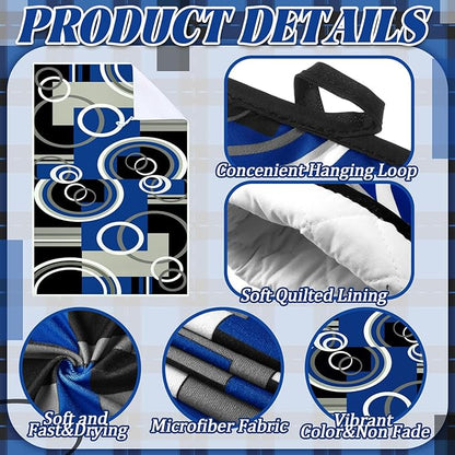 Jingmore 6 Pcs Kitchen Decor Set Accessorie Farmhouse Kitchen Towels Pot Holders Oven Mitts Set 2 Dish Towels 2 Pot Holders 2 Cooking Mittens Oven Glove for Cooking(Blue and Black,Geometric) - Image 6