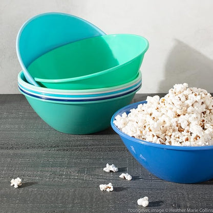 Youngever 10 inch 100 Ounce Plastic Mixing and Serving Bowls, Popcorn Bowls, Salad Bowls, Chip and Dip Serving Bowls, Set of 9 (Coastal) - Image 2